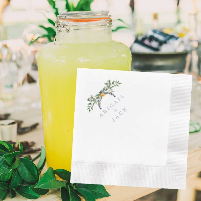 Elegant Sunflowers & Lavender Wedding Coined Napkins (Creator Uploaded)