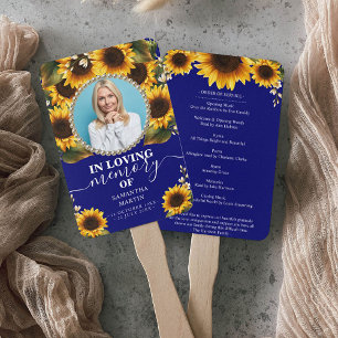 Elegant Sunflowers Navy Celebration of Life Hand Fan