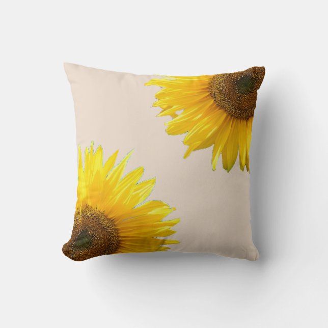 Elegant Sunflowers on Champagne Beige Throw Pillow (Front)