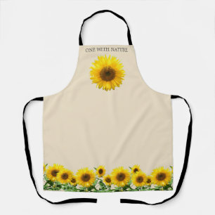 Elegant Sunflowers on Light Beige Apron