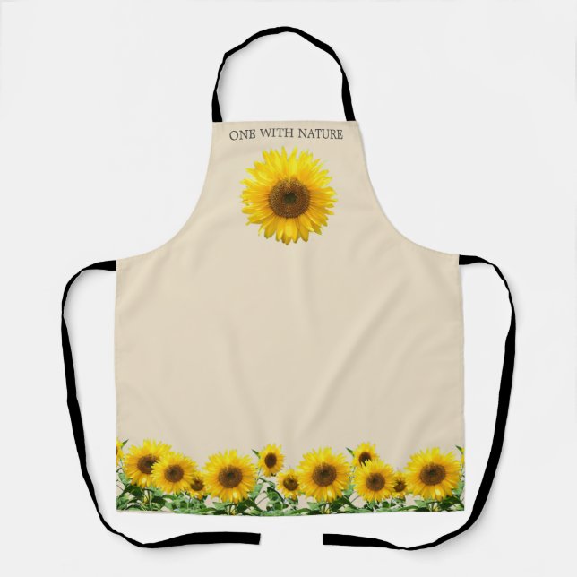 Elegant Sunflowers on Light Beige Apron (Front)
