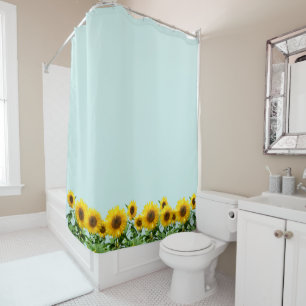Elegant Sunflowers on Light Pale Blue Shower Curtain