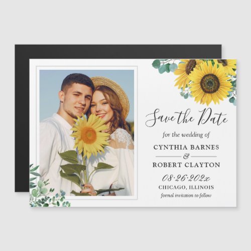 Elegant Sunflowers Photo Save the Date Magnet - Elegant Sunflowers Photo Save the Date Magnetic Card