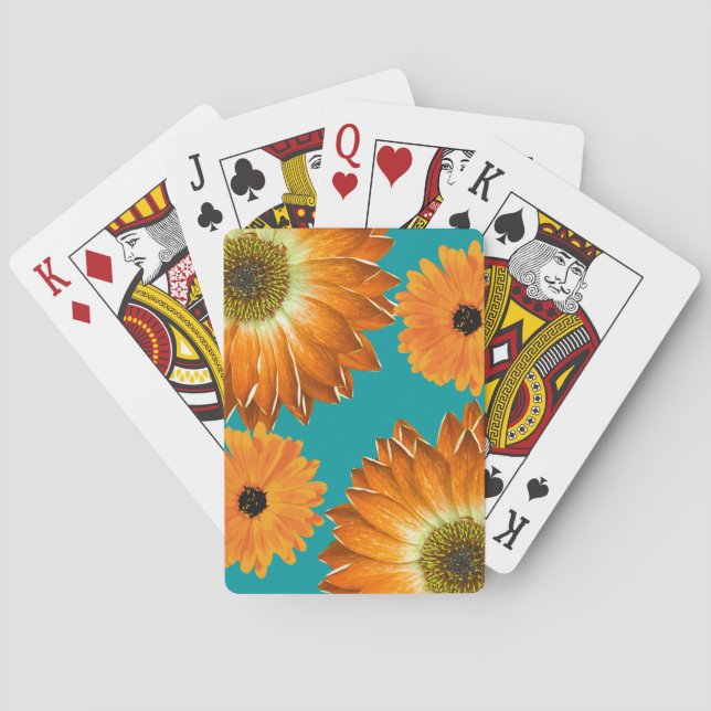 Elegant sunflowers poker cards (Back)