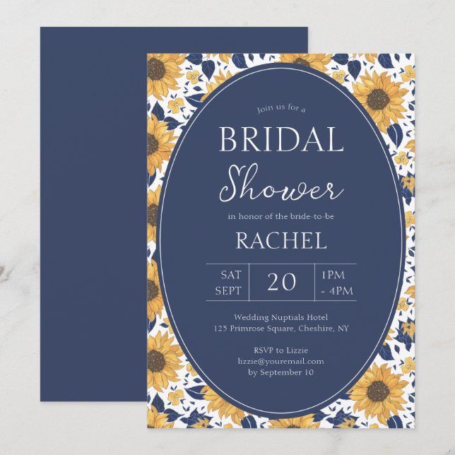 Elegant Sunflowers Rustic Bridal Shower Invitation (Front/Back)