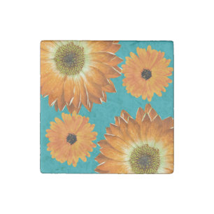 Elegant sunflowers stone magnet