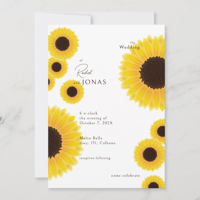 Elegant Sunflowers Wedding Invitation (Front)