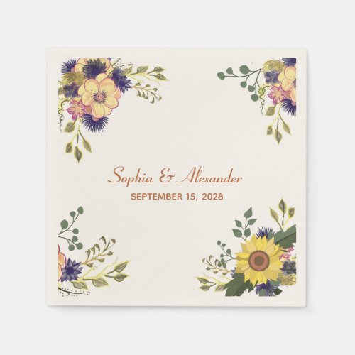 Elegant Sunflowers Wedding Napkins