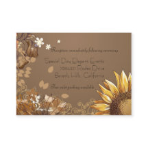 Elegant Sunflowers Wedding Reception Card
