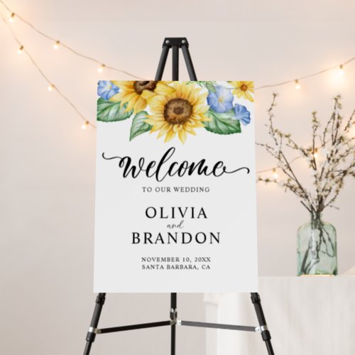 Elegant Sunflowers Wedding Welcome Sign 