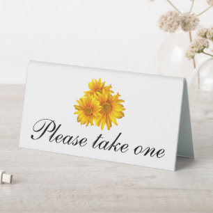Elegant Sunflowers Yellow Floral Wedding Favors Table Tent