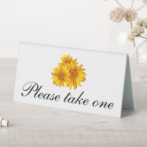 Elegant Sunflowers Yellow Floral Wedding Favors Table Tent Sign