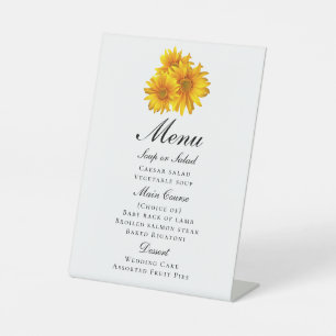 Elegant Sunflowers Yellow Floral Wedding Menu Pedestal Sign
