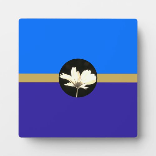 Elegant Sunlit Flower Two Tone Blue Color Block Plaque