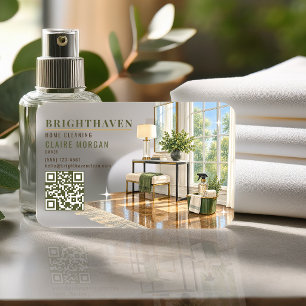 Elegant Sunlit House Cleaning Branding Clear Business Cards