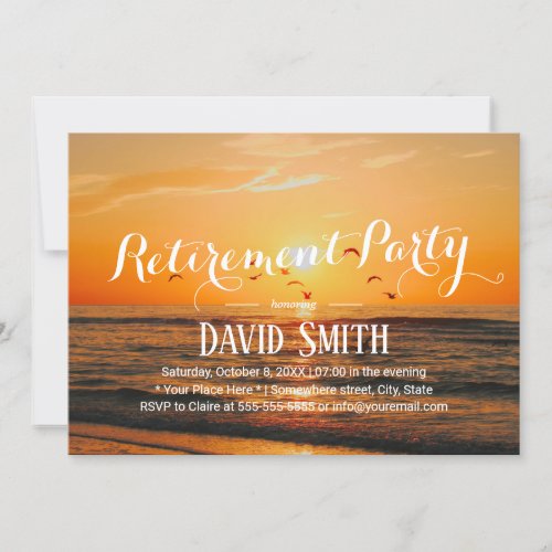 Elegant Sunset Beach Retirement Party Invitation