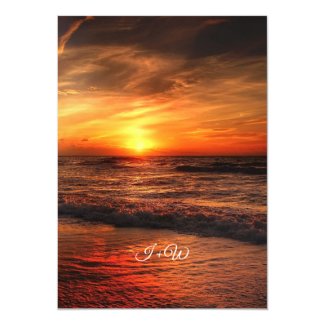 Elegant Sunset Beach String Lights Summer Wedding Invitation