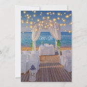 Elegant Sunset Beach String Lights Summer Wedding Invitation (Back)