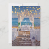 Elegant Sunset Beach String Lights Summer Wedding Invitation (Front)