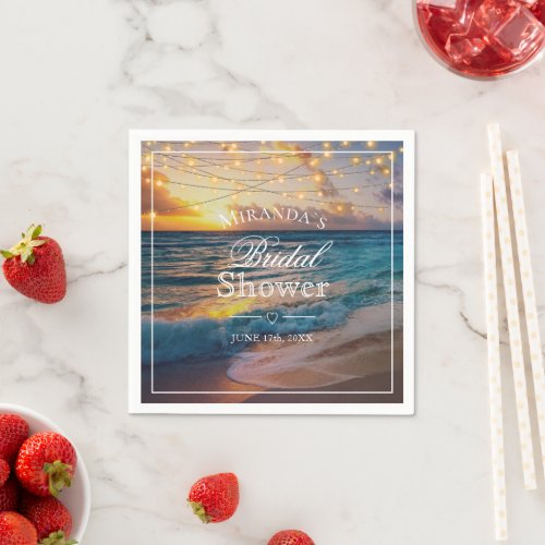 Elegant Sunset Beach Summer Bridal Shower Napkins