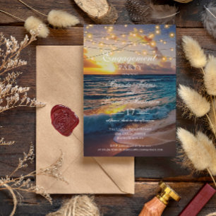 Elegant Sunset Beach Summer Engagement Party Invitation