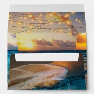 Elegant Sunset Beach Summer Wedding Envelope