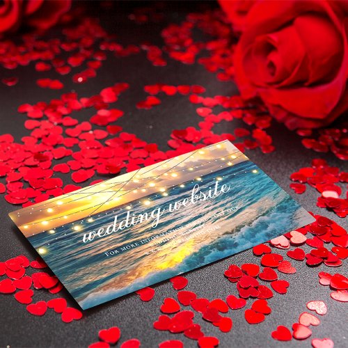 Elegant Sunset Beach Summer Wedding Website Card