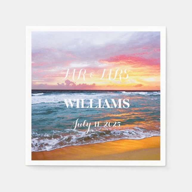 Elegant Sunset Beach Tropical Summer Elegant  Napkins (Front)