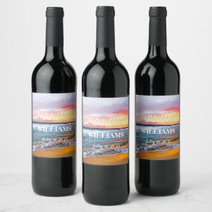 Elegant Sunset Beach Tropical Summer  Wine Label