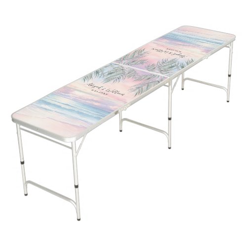 Elegant Sunset Beach Wedding Beer Pong Table