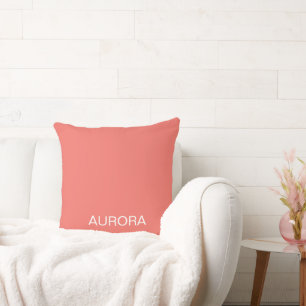 Elegant Sunset Coral Personalized Name - Throw Pillow