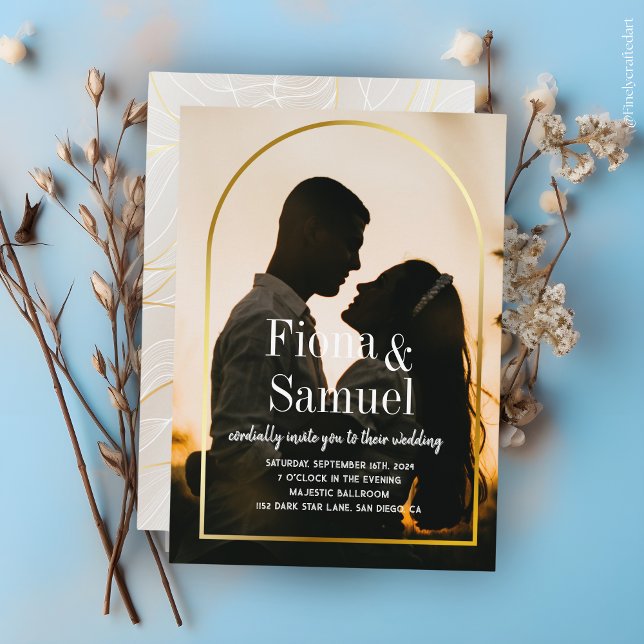 Elegant Sunset Golden Custom Photo Wedding Invitation (Creator Uploaded)