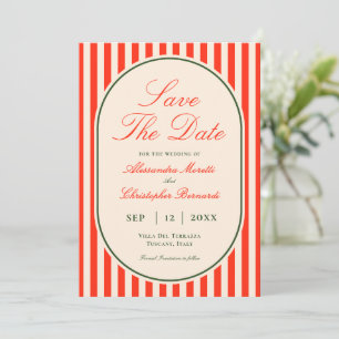 Elegant Sunset Orange Stripe Italian Wedding Save The Date