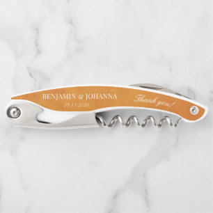 Elegant Sunset Orange Wedding Thank You Favors Waiter's Corkscrew