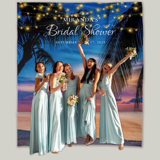 Elegant Sunset Palm Beach Bridal Shower Backdrop (Creator Uploaded)