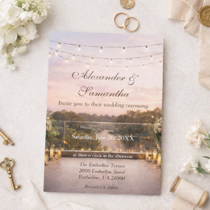 Elegant Sunset River Wedding  Invitation