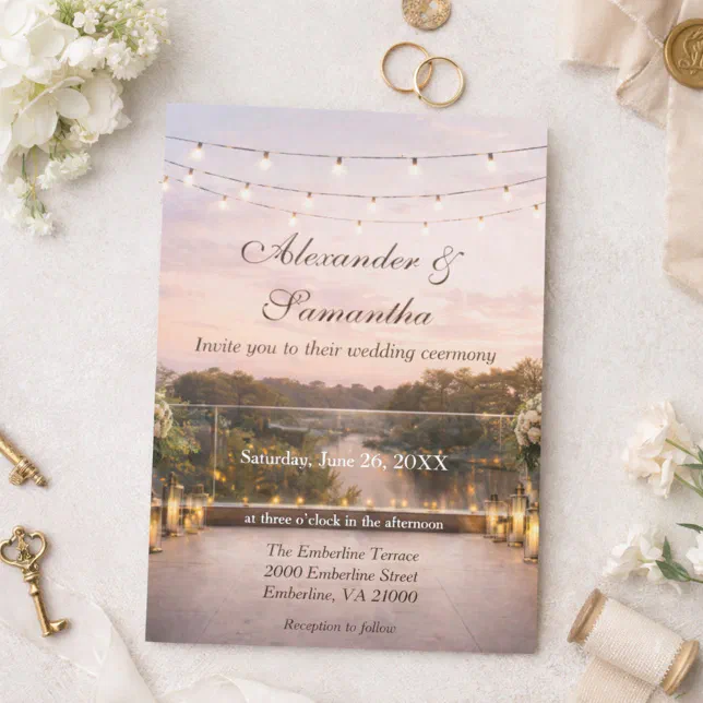 Elegant Sunset River Wedding Invitation | Zazzle