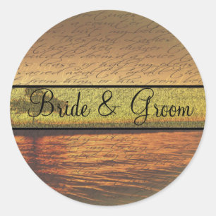 Elegant Sunset Wedding Stickers