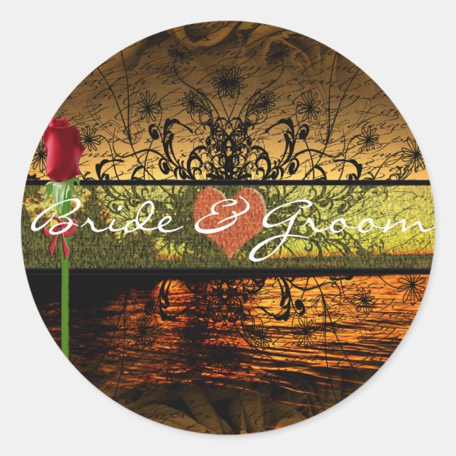 Elegant Sunset Wedding Stickers (Front)