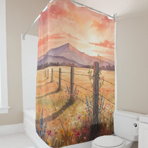 Elegant Sunset Wildflower Scene Shower Curtain