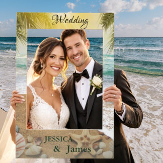 Elegant Sunshine And Blue Ocean Beach Selfie Frame