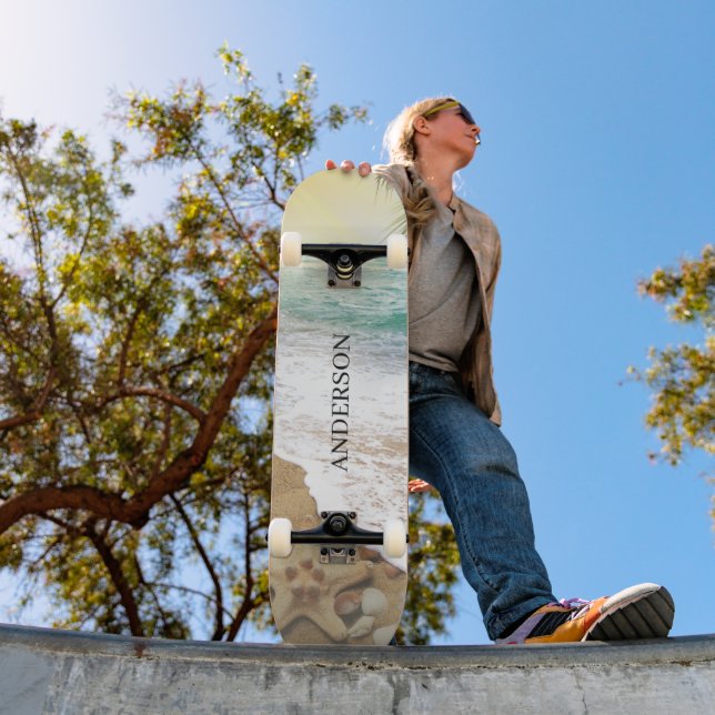 Elegant Sunshine And Blue Ocean Beach Skateboard (Outdoor 1)
