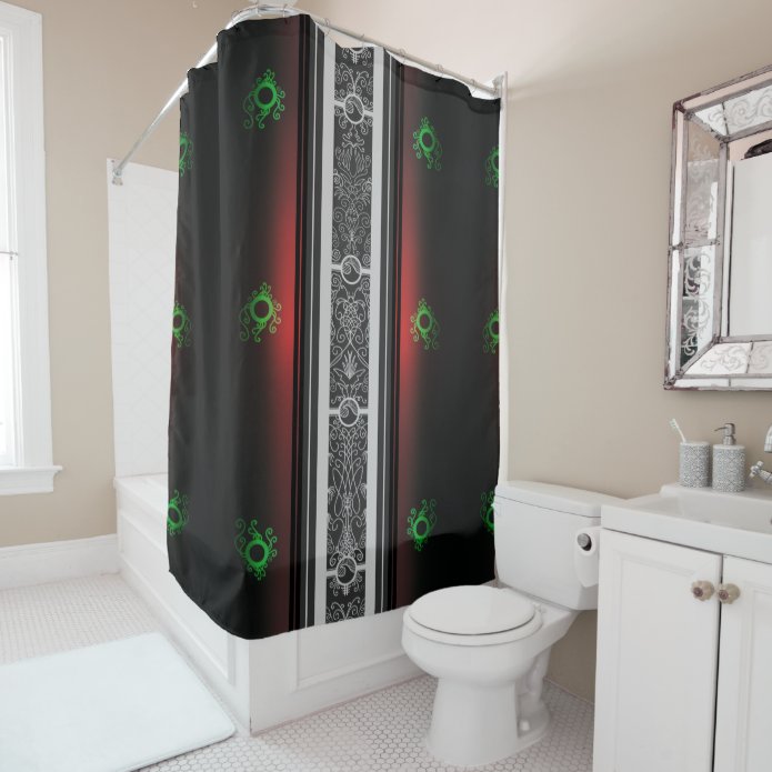 Elegant Surf Stripe Filigree Shower Curtain