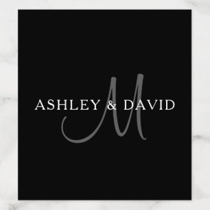 Elegant Surname Monogram Black, Grey & White Envelope Liner