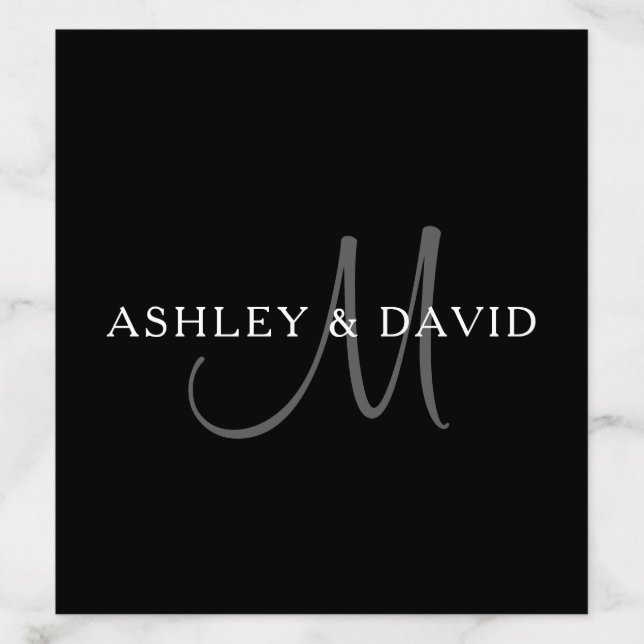 Elegant Surname Monogram | Black, Grey & White Envelope Liner (Design)