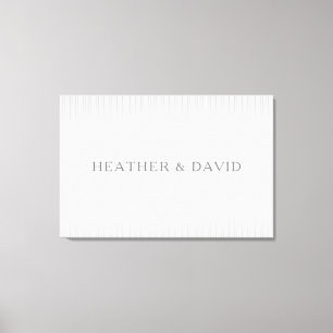 Elegant Surname Monogram & Thin Grey Stripes Canvas Print