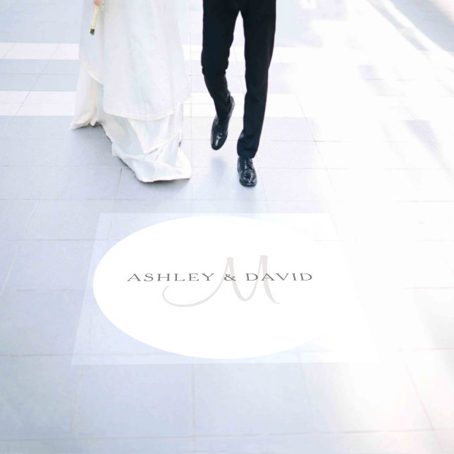Elegant Surname Monogram | White & Grey Floor Decals (Wedding)