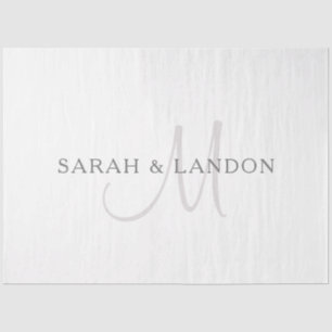 Elegant Surname Monogram   White & Grey Tissue Paper