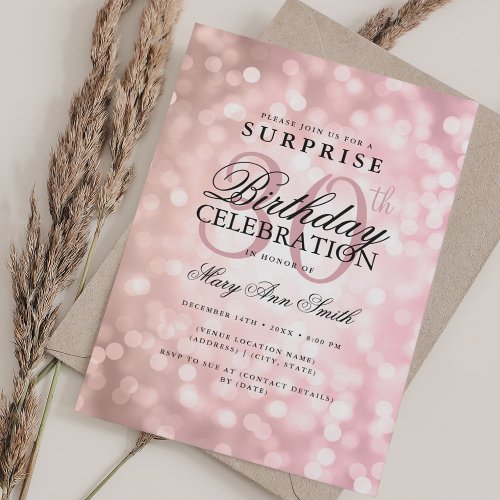 Elegant SURPRISE 30th Birthday Rose Gold Lights Invitation