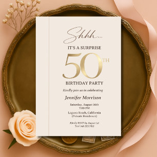 Elegant Surprise 50th Birthday Invitation